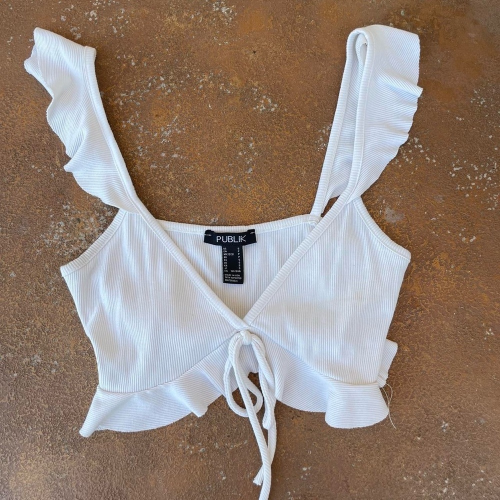 Public off white cropped top